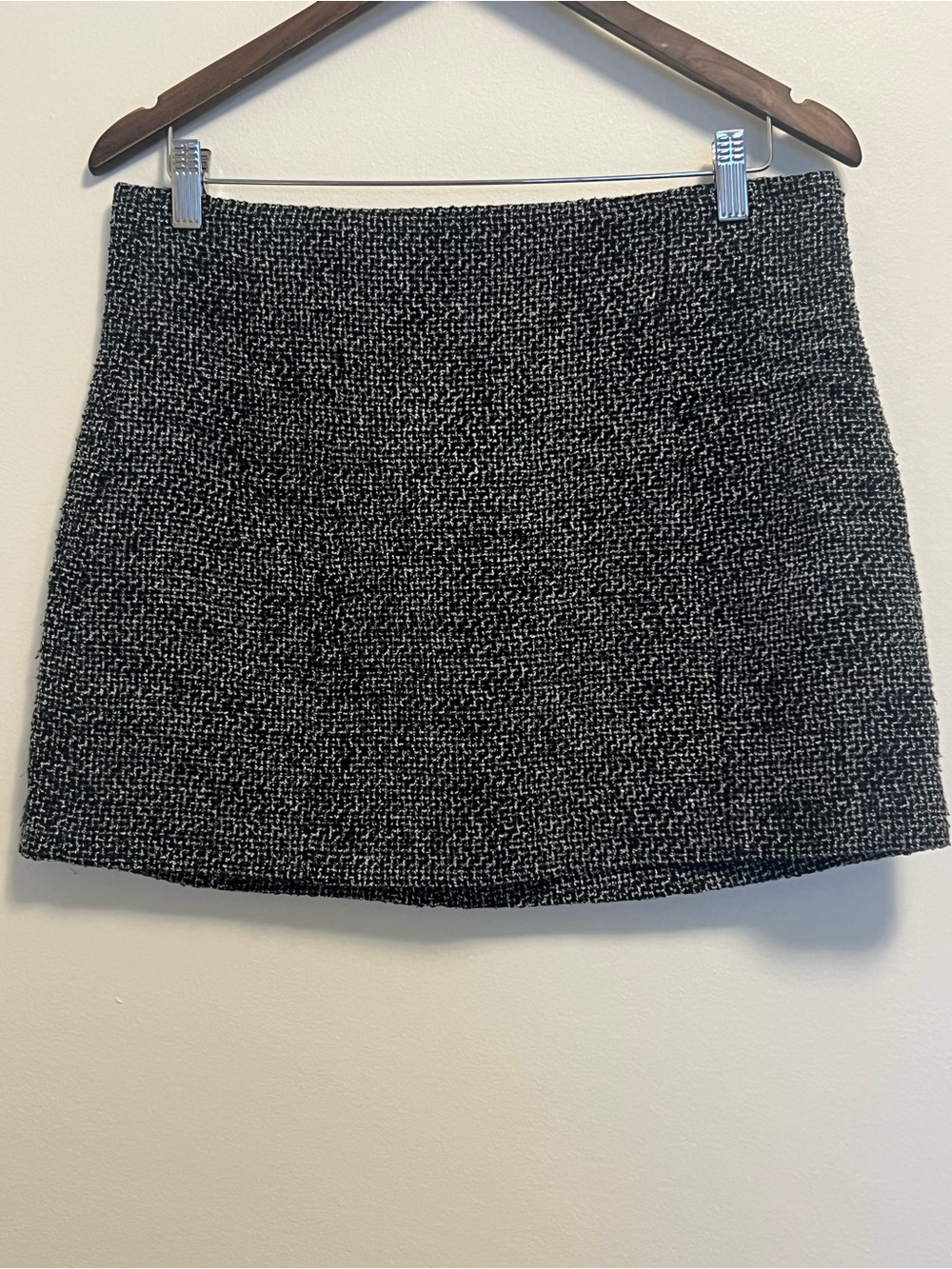 Zara Black & White Tweed Mini Skirt High Waist Textured Plaid Skirt | Workwear